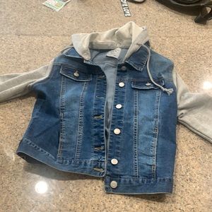Jean jacket with removable hood, gender neutral
